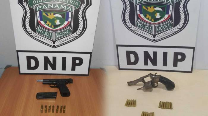 Armas de fuego y municiones incautadas tras operativos realizados en Panamá y Panamá Oeste.