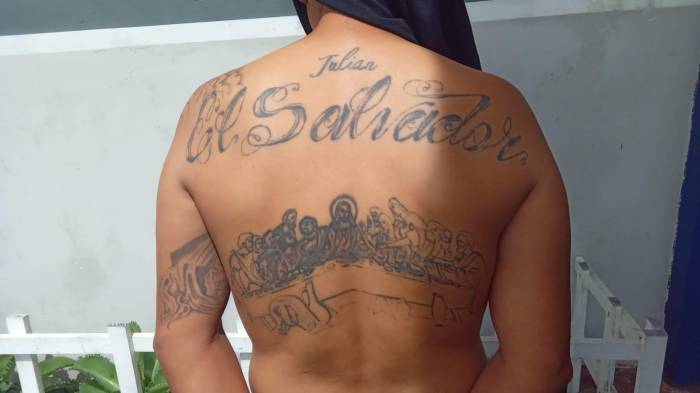 Tatuajes de la pandilla Mara Salvatrucha.