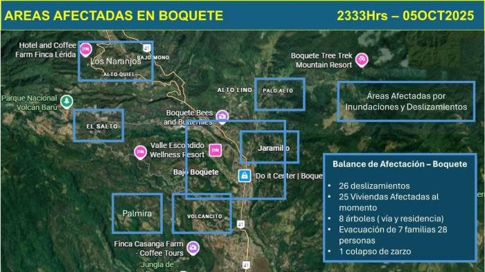 Chiriquí | Estas son las áreas afectadas en Boquete por inundaciones