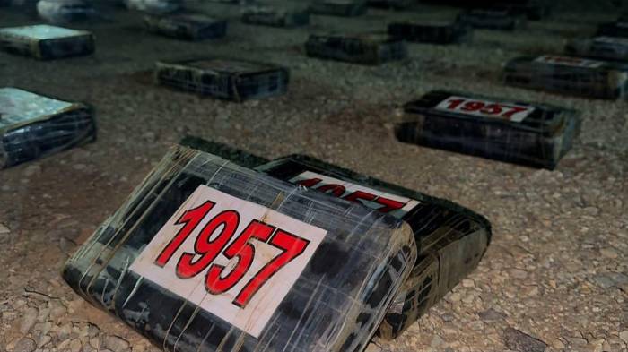 Vista de los 37 paquetes de presunta droga ubicados dentro del vehículo, como parte de un operativo coordinado entre Senafront y el Ministerio Público.