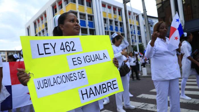 Enfermeras toman las calles al grito de “¡No a la Ley 462!”