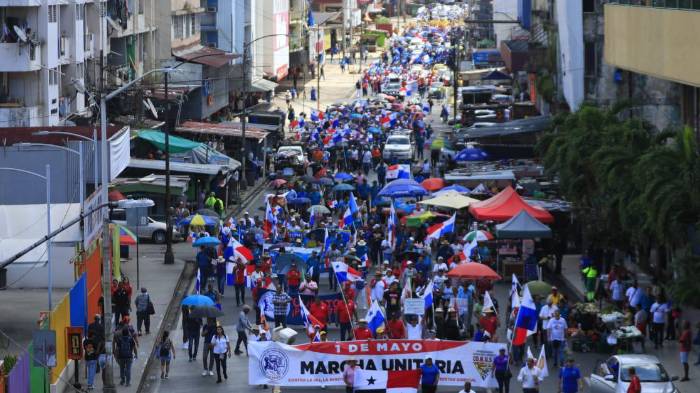Protestas en la Ciudad de Panamá por el Día del Trabajador.