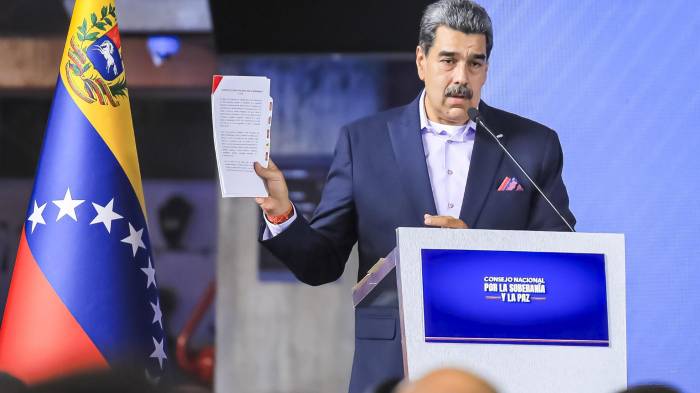 El presidente de Venezuela, Nicolás Maduro, hablando durante un acto de gobierno este miércoles, en Caracas (Venezuela).