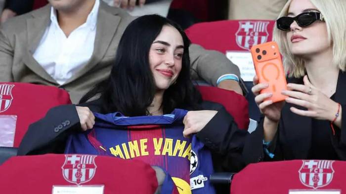 Nicki Nicole fue a ver a Lamine Yamal en un partido de la Champions el pasado 21 de octubre.