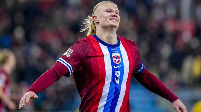Erling Haaland celebra un gol con la selección noruega. EFE/EPA/Terje Pedersen