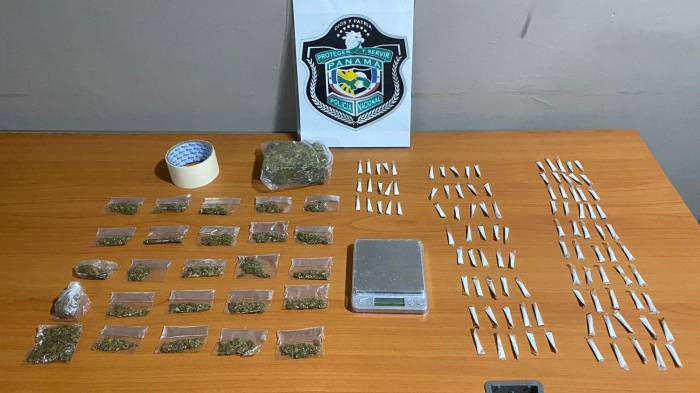 En total llevaba 105 trozos de carrizos de cocaína y 25 sobres de marihuana y otra bolsa.