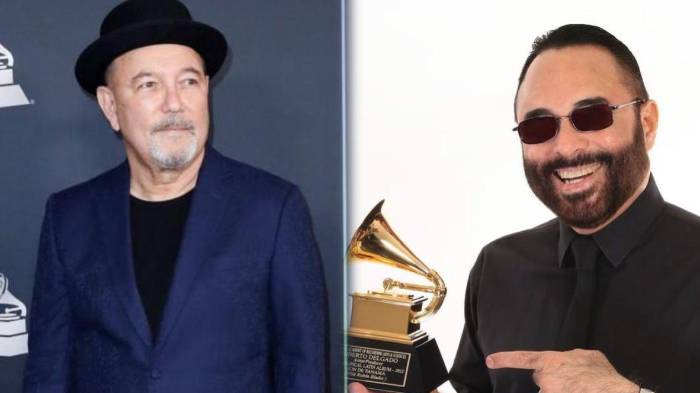Roberto Delgado subió al escenario en Las Vegas para recibir el Latin Grammy en nombre suyo, de Rubén Blades y de toda la orquesta.