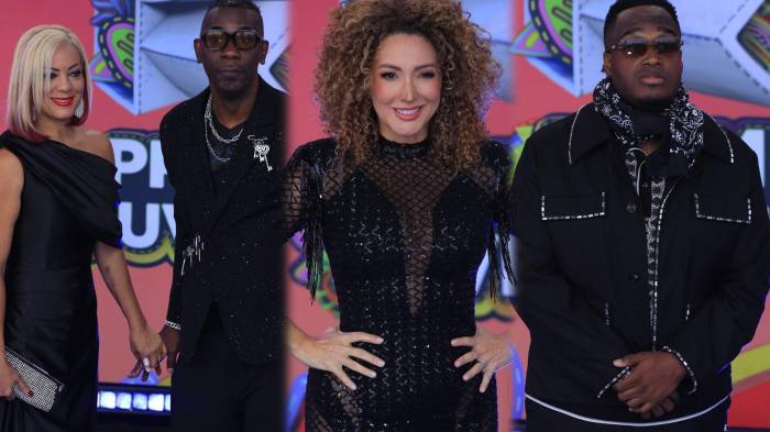 Nando Boom y su esposa, Erika Ender y Sech en la alfombra azul de Premios Juventud.