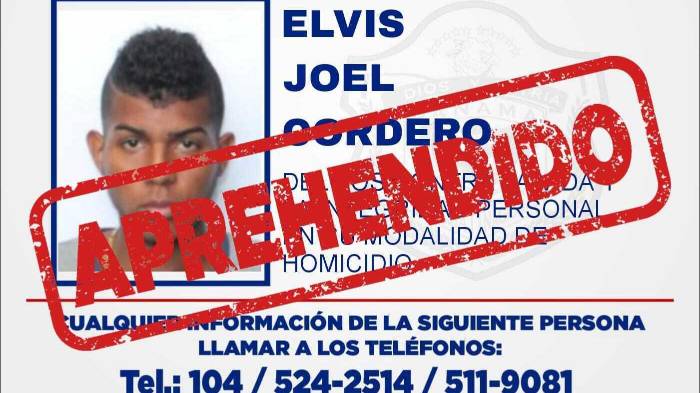 Elvis Joel Cordero Loaisiga fue capturado en Cativá por su presunta participación en un homicidio ocurrido en junio de 2025.