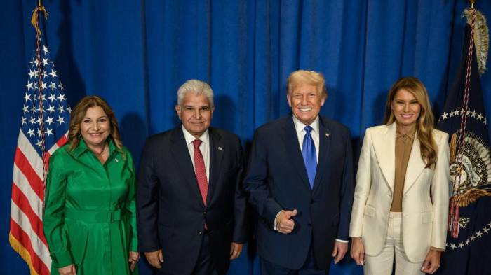 El presidente José Raúl Mulino y la primera dama, Maricel Cohen, participaron en la recepción ofrecida por Donald Trump y Melania Trump en Nueva York, en el marco de la Asamblea General de la ONU