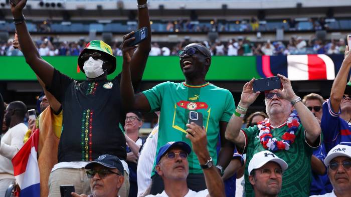 Aficionados de Senegal durante el partido que su selección disputó este martes contra Francia. EFE/SARAH YENESEL
