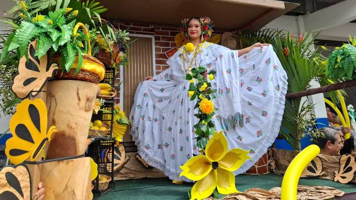 La reina Sthefany Bonilla M. lució ataviada con pollera de coquito, de la provincia de Herrera.