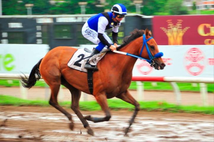 La ganadora llegando a la meta.