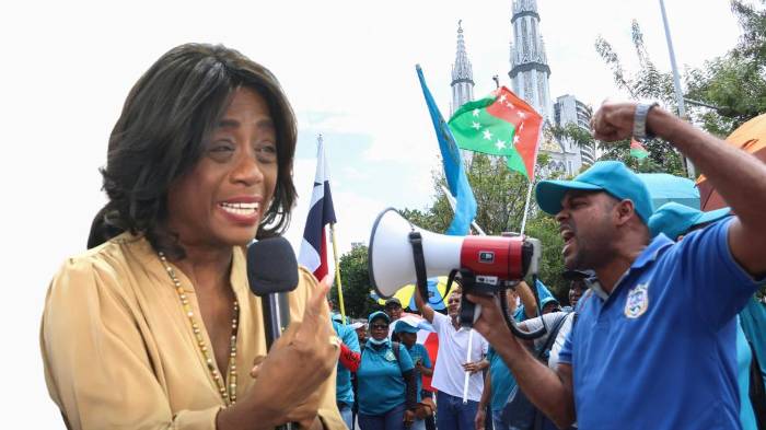 Docentes y obreros continuaron las protestas ayer. La ministra Lucy pidió no afectar a los estudiantes.