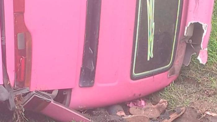 Uno de los pasajeros quedó atrapado bajo el pesado vehículo y fue rescatado por los bomberos y trasladado al Hospital Regional de Chepo.