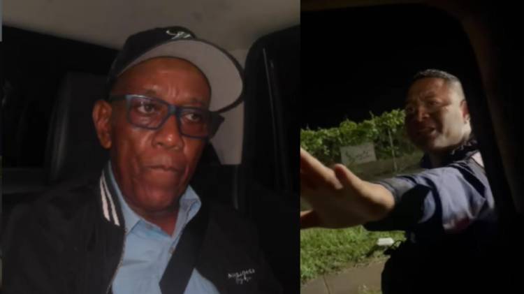 Imagen compuesta del diputado Isaac Mosquera y un agente de la Policía Nacional.