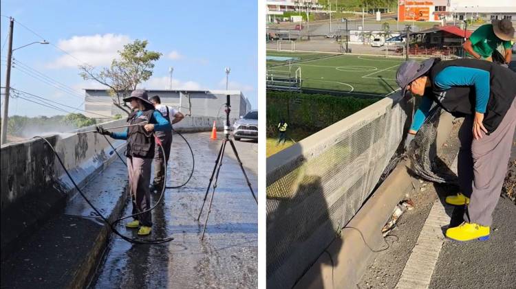 No le robaron el mandado del todo: Alcaldesa Irma se pone a limpiar puente [VIDEO]