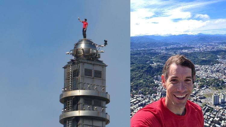 Alex Honnold mostró en sus redes sociales la selfie que se hizo en la cima del edificio.