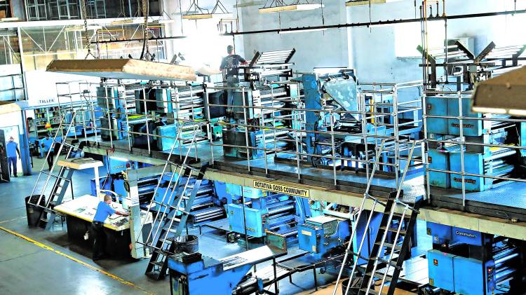 Rotativa donde se imprimen diariamente las páginas de El Siglo.