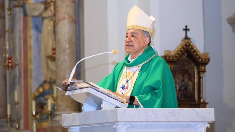 El arzobispo metropolitano de Panamá, José Domingo Ulloa, durante la misa de hoy.