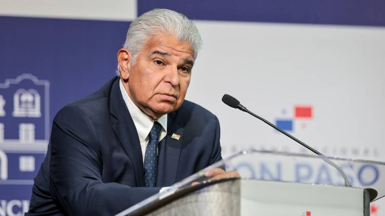 El presidente de la República, José Raúl Mulino, durante su conferencia semanal de los jueves.