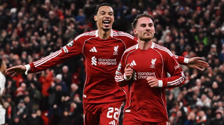 Alexis Mac Allister celebrando su anotación.