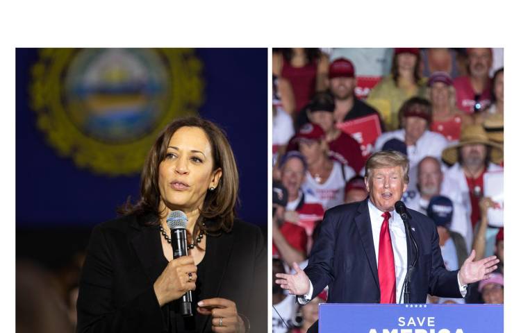 Combo de fotografías de archivo que muestra a la vicepresidenta de EE.UU., Kamala Harris (i), y al expresidente Donald Trump. EFE/ARCHIVO