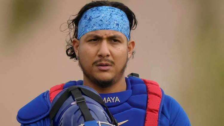 El receptor Miguel Amaya de los Cachorros de Chicago.