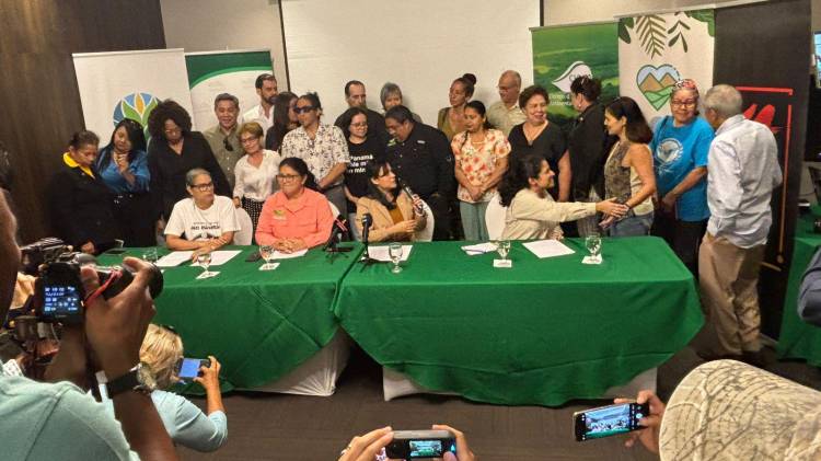 Conferencia de prensa realizada por los grupos ambientalistas.