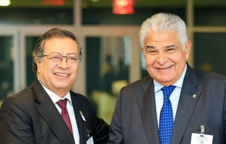 Presidentes Gustavo Petro de colombia y José Raúl Mulino de Panamá se reunieron ayer en Nueva York.