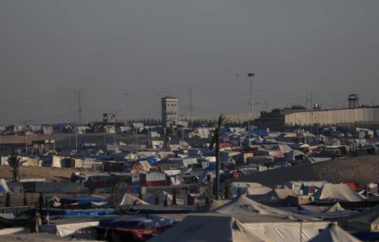 Un campamento para desplazados internos palestinos cerca de la frontera con Egipto, en Rafah, sur de la Franja de Gaza.