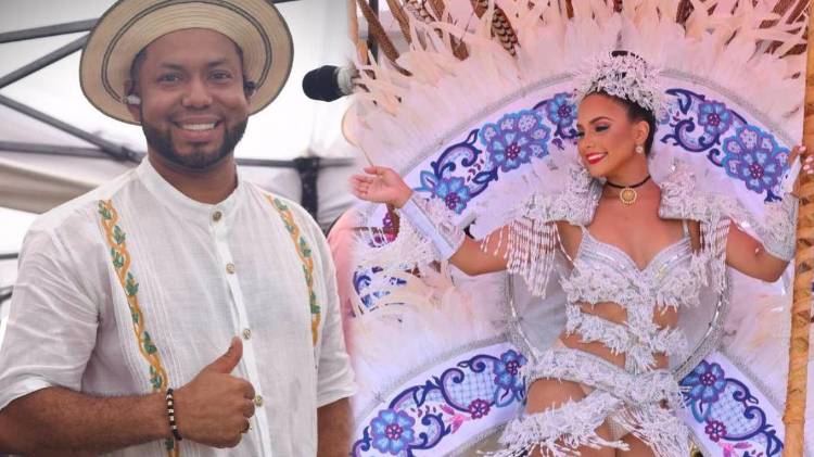 A la izquierda, Alejandro Torres; a la derecha, Noemí Liseth González Alonso, soberana de Calle Abajo durante el domingo de culecos.