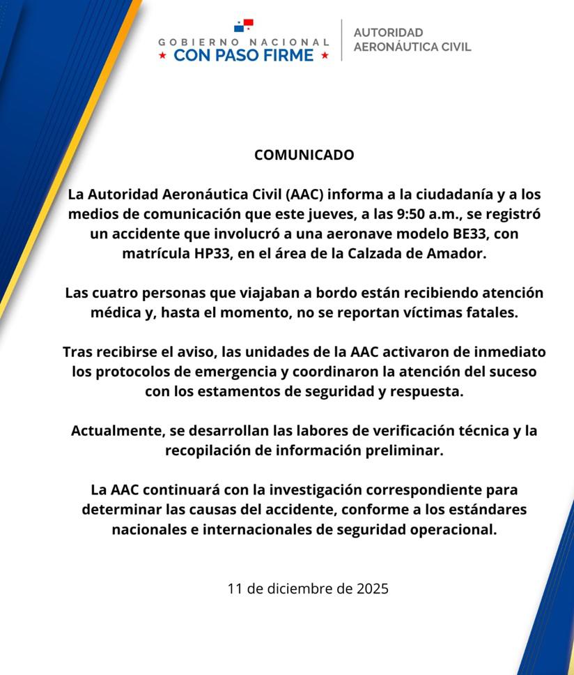 ¡De película! Avioneta cayó en la Calzada de Amador. No hay heridos de gravedad [VIDEO]