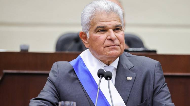 El presidente José Raúl Mulino durante su discurso ante la Asamblea Nacional.