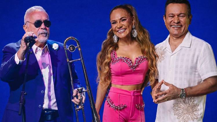 Samy y Sandra Sandoval coincidieron con Willie Colón durante los ensayos de los Premios Juventud en Panamá celebrados en septiembre del 2025.