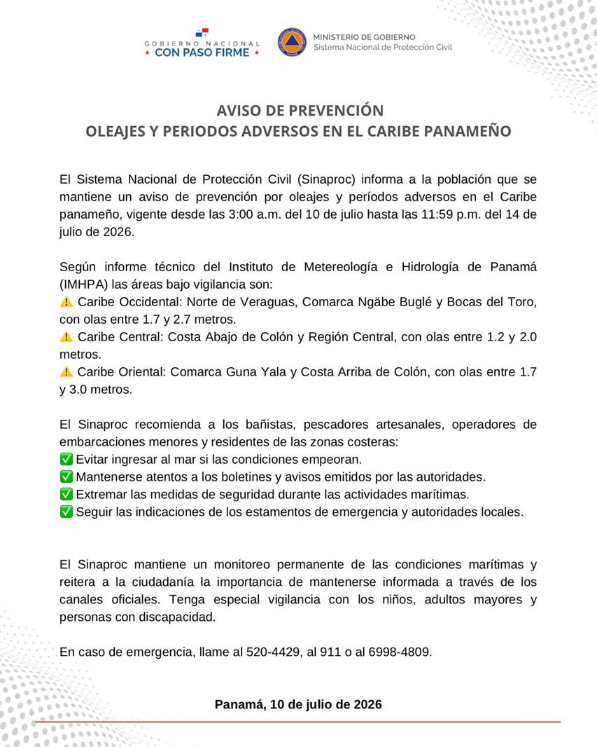 Pronóstico del tiempo en Panamá para este viernes 10 de julio de 2026
