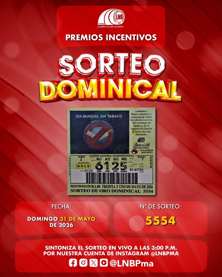 Lotería de Panamá: Sorteo dominical del 31 de mayo de 2026