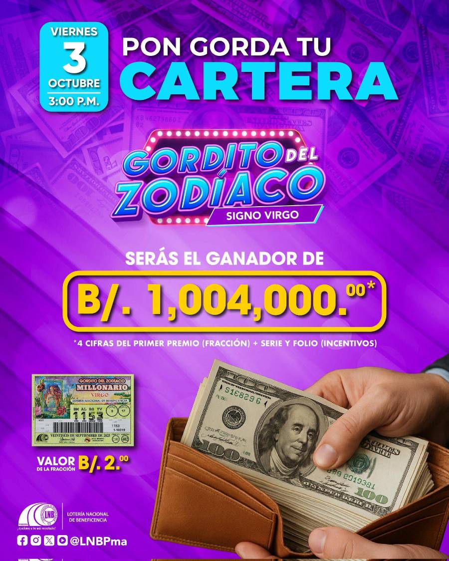 Lotería de Panamá | Sorteo del Gordito del Zodíaco del viernes 3 de octubre de 2025