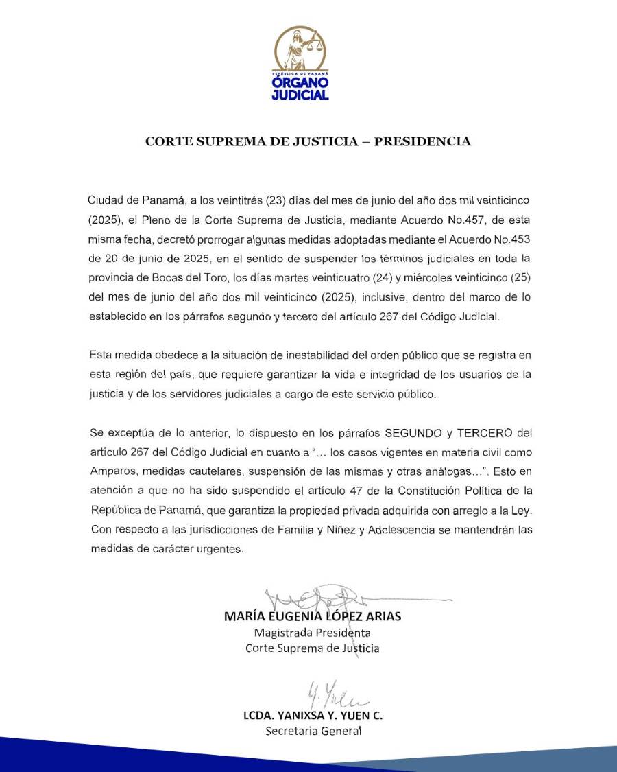 El lío en Bocas: Corte Suprema prorroga medidas adoptadas