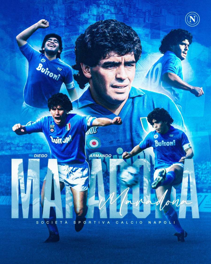 EL NAPOLI DE ITALIA HIZO HOMENAJE A MARADONA.