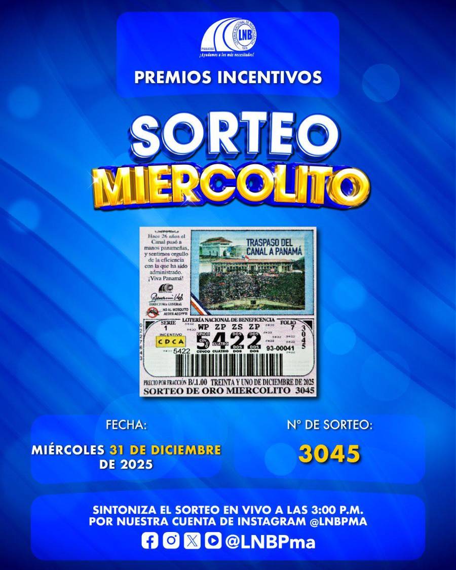 Lotería Nacional | Resultado del sorteo del 31 de diciembre de 2025