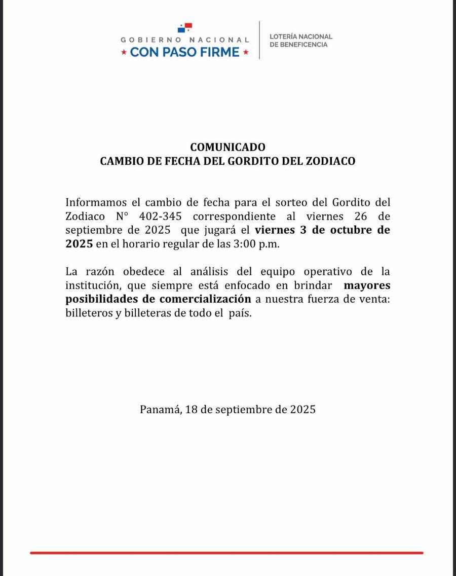 Lotería de Panamá | Sorteo del Gordito del Zodíaco del viernes 3 de octubre de 2025