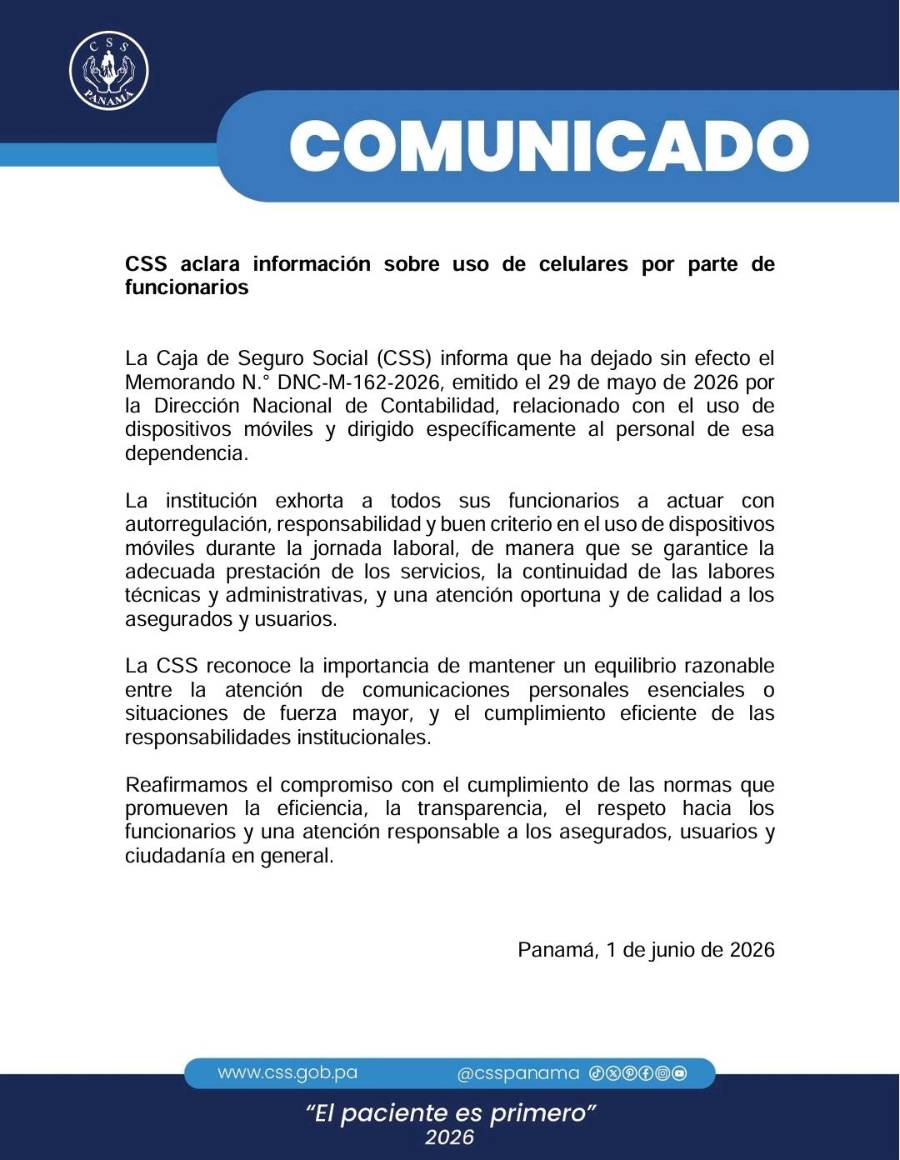 Funcionarios de la CSS sí podrán usar celular... pero “con autorregulación”
