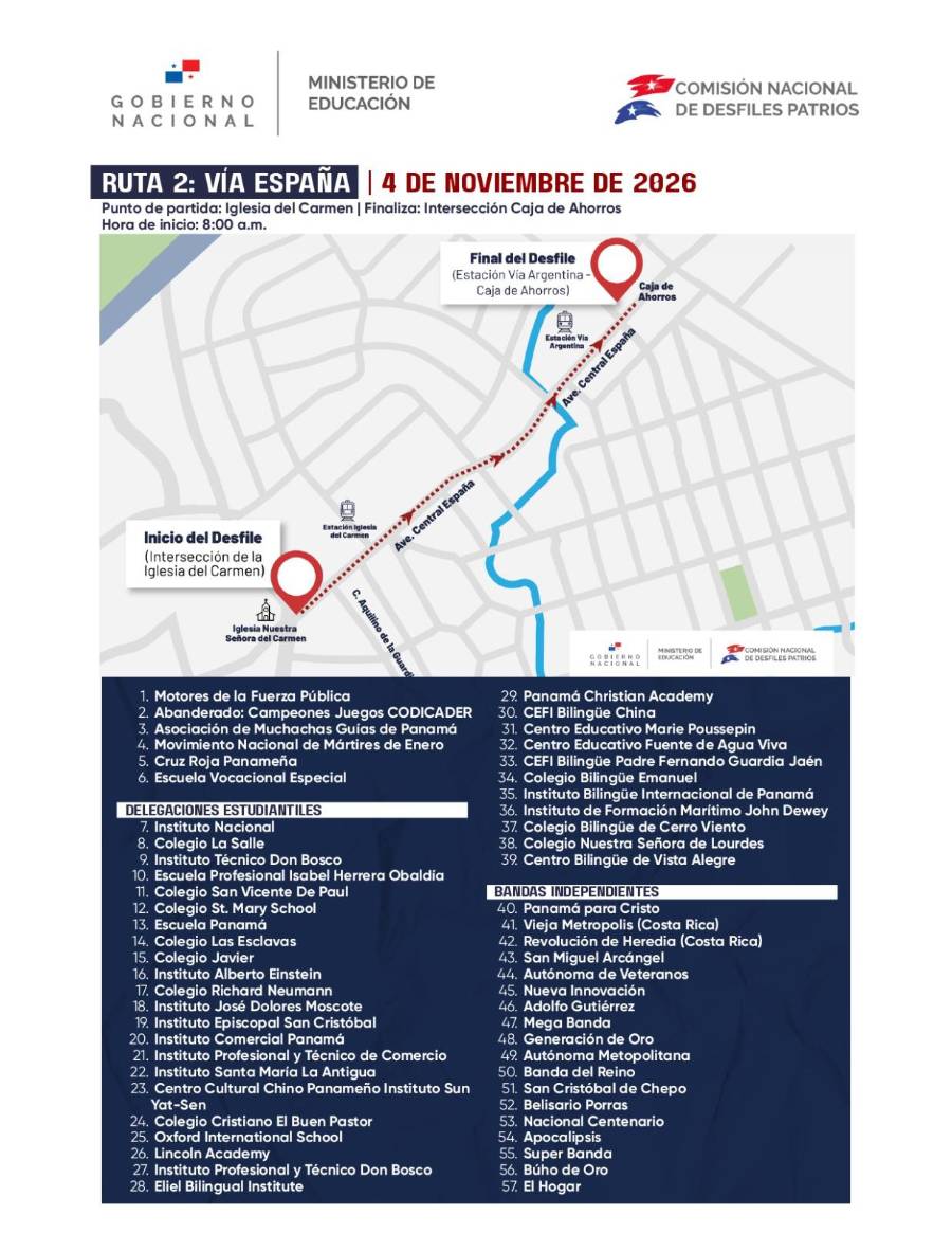 Rutas y presentaciones para el miércoles 4 de noviembre.