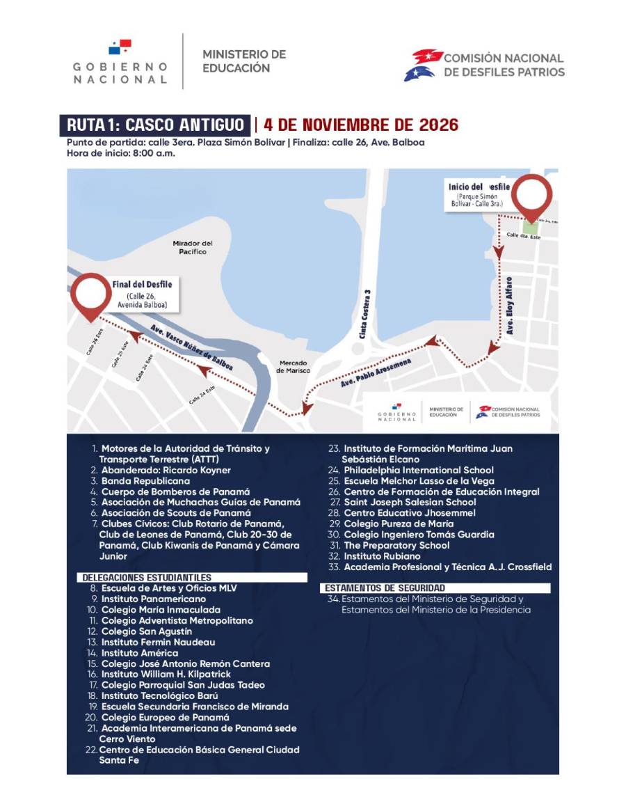 Rutas y presentaciones para el miércoles 4 de noviembre.
