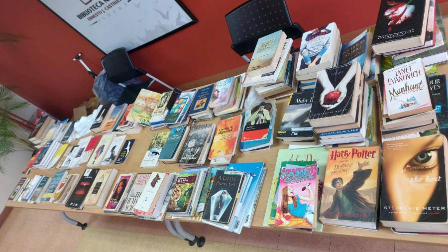 Libros puestos en donación en la Biblioteca Nacional durante el encuentro.