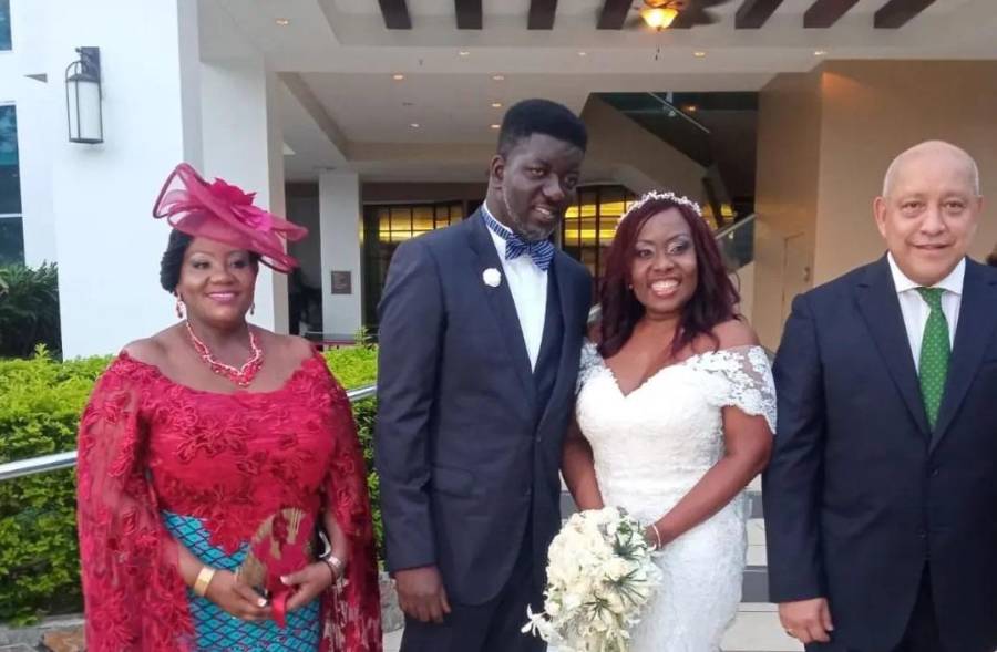PADRINOS DE LA BODA, SELVIA MILLER y CRISPIANO ADAMES.