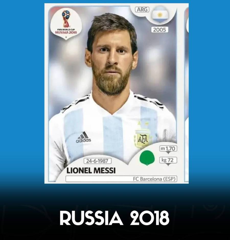 Messi: 6 Mundiales, 6 figuritas del álbum Panini