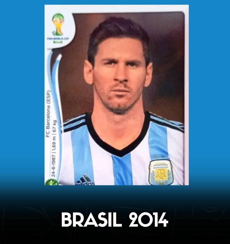 Messi: 6 Mundiales, 6 figuritas del álbum Panini