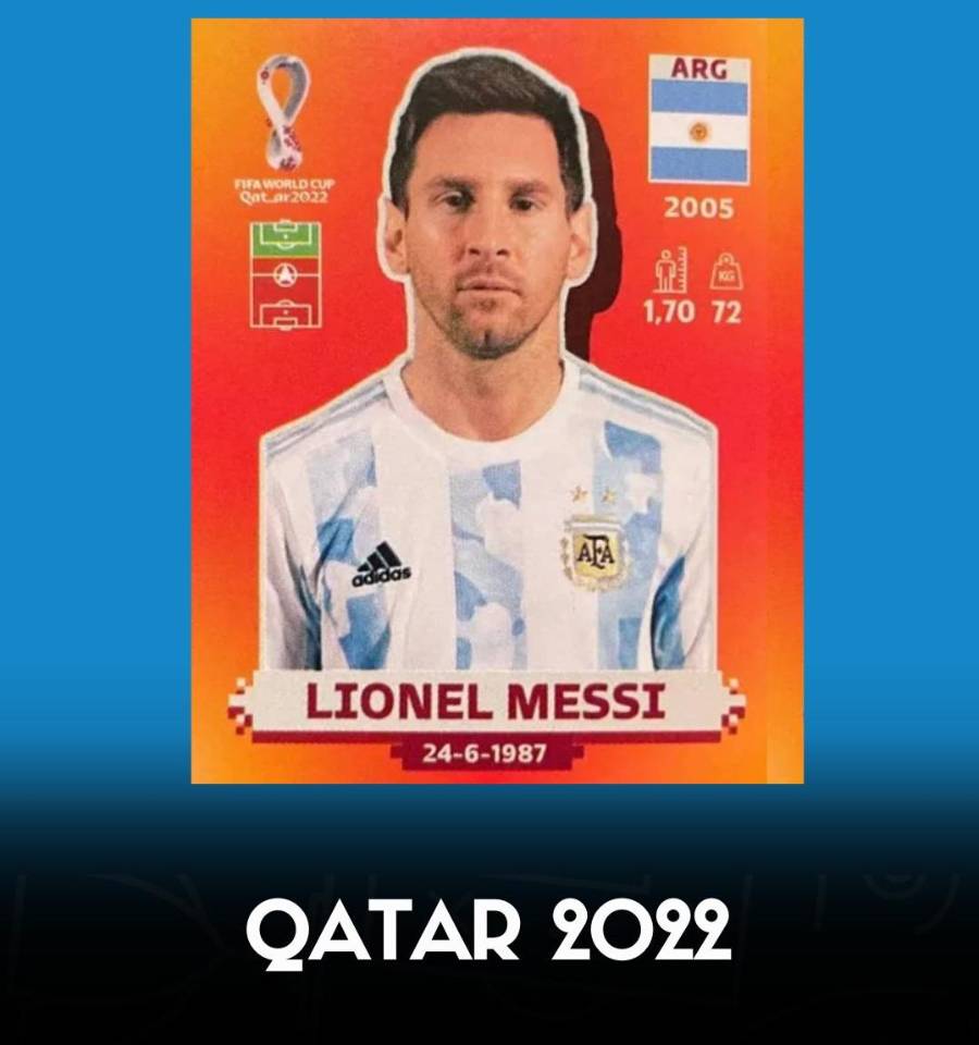 Messi: 6 Mundiales, 6 figuritas del álbum Panini